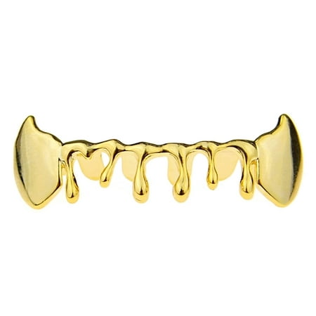 14k Gold Plated Drip Fang Grillz Dripping Bottom Vampire Teeth Fangs Grill Hip Hop Mouth Grills