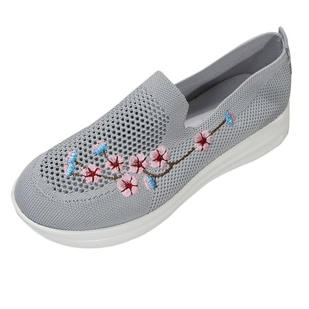 

ZIZOCWA Rocking Shoes For Women Sneaker Heels For Women Ladies Fashion Embroidered Mesh Breathable Comfortable Thick Sole Casual Sports Shoes Foam Water Shoes Women