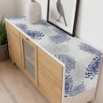thumbnail image 4 of Blue White Table Runner - 70 Inch Long, Kitchen Dining Table Runner Dresser Scarves, Abstract Grey Chrysanthemum Flower Floral Farmhouse Decor for Coffee Tables Wedding Party Banquet, 4 of 8