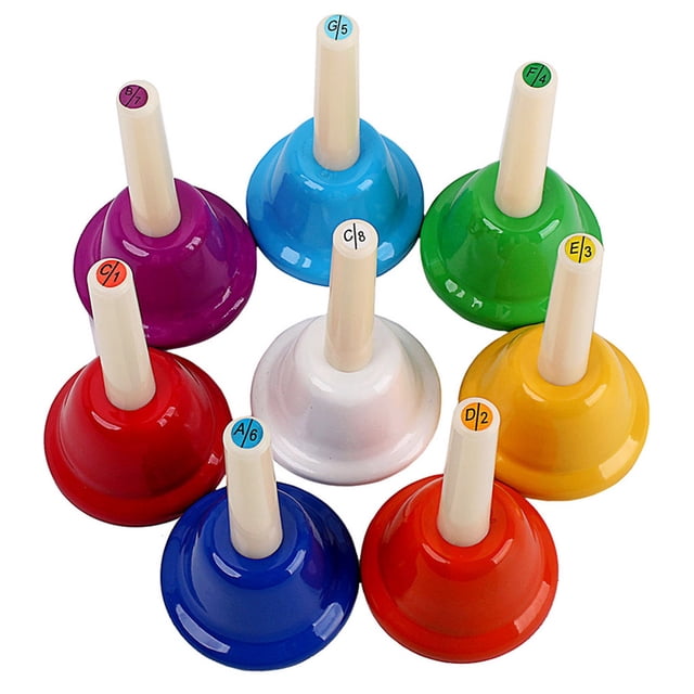 Wweixi Jouet Musical Poignées Antidérapantes Accessoires d'Instruments de Percussion Cloche Légère 8 Notes Éducation Précoce pour Bébé