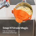 thumbnail image 2 of Snap N' Strain - Silicone Pasta Strainer Clip-On for Pots and Pans - Heat Resistant Colander for Vegetables and Noodles - Kitchen Gadgets for Cooking - Space-Saving Design - Gray, 2 of 12