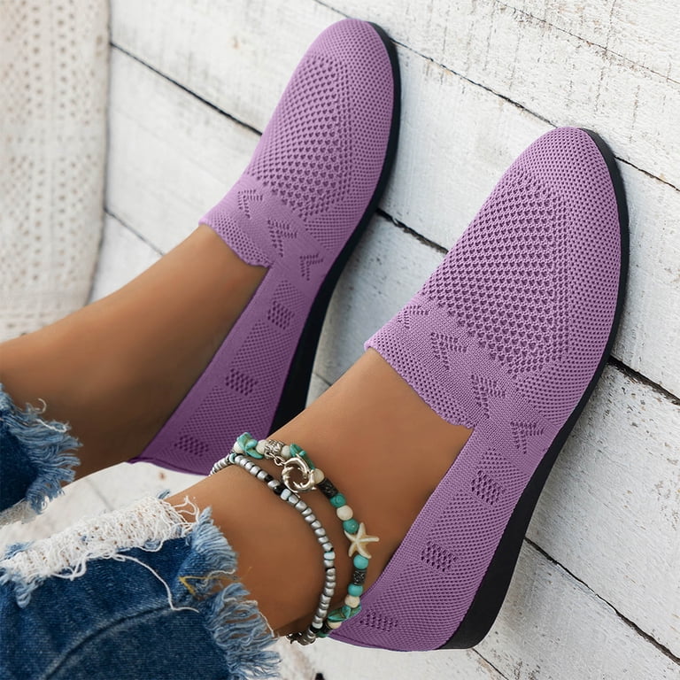 purple dress flats Drie Walking Shoes Dress Shoes for Women Round Toe Flats Shoes Lace Ballet Flats Dressy Comfortable Foldable Flats Low Heel Purple,8.5