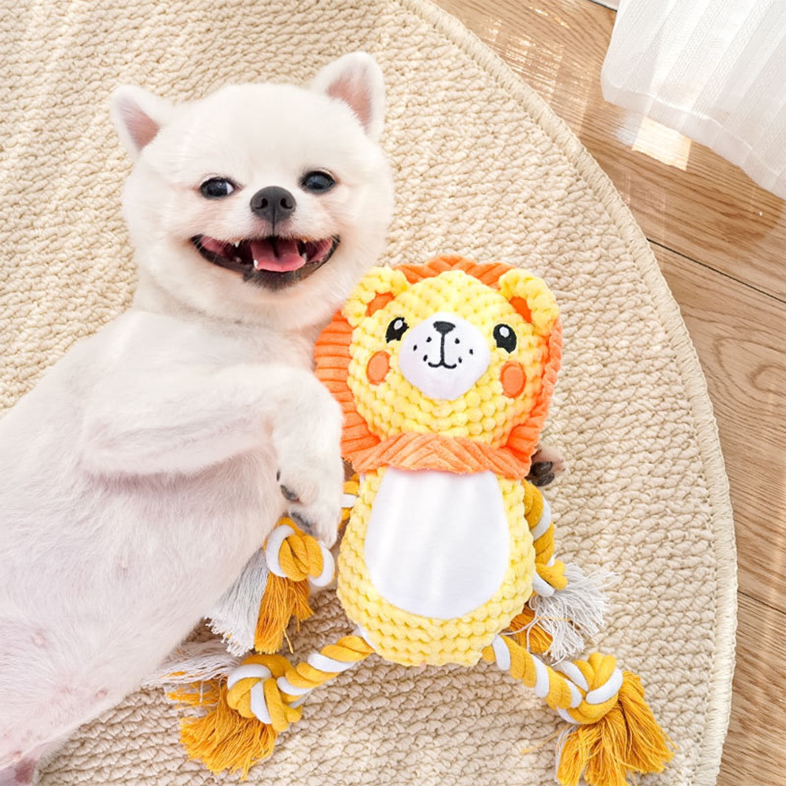 Cadorn 1PCS Squeaky Dog Chew Toy with Sound,Plush Interactive Puppy Teething Toy,Pet Boredom Relief Plaything for Training and Teeth Cleaning,Orange