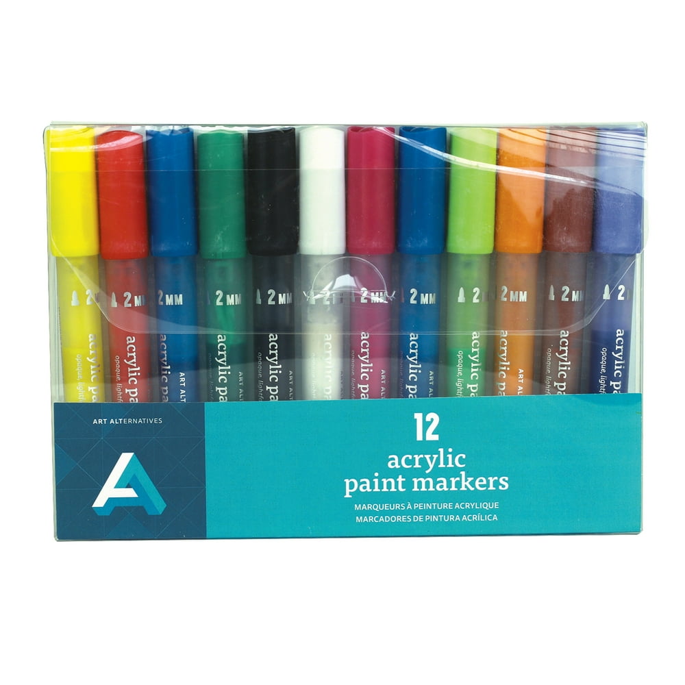 Acrylic Paint Marker Set
 Art Alternatives Acrylic Paint Marker Set 12 Colors Medium 2mm