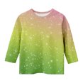 thumbnail image 4 of KAUOD Teen Girls Sequins Shirt 3/7 Sleeve Crew Neck Soft Tshirts Clothes Kids Lightweight Fit Cotton Pullover Tops Outfits, 4 of 5