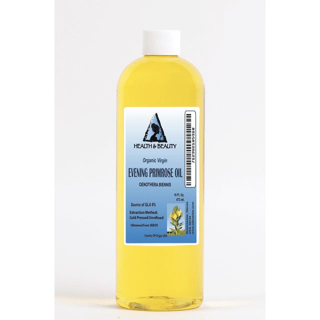 Huile d'Onagre Non Raffinée Organique, Support, Pressée à Froid, pure, 64 oz