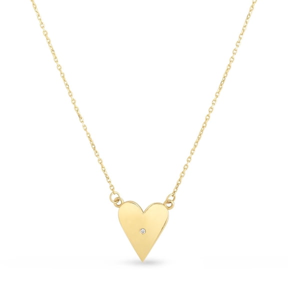 JewelStop 14K Yellow Gold Polished Finish Elongated Heart Necklace with Spring Ring Clasp - 18"