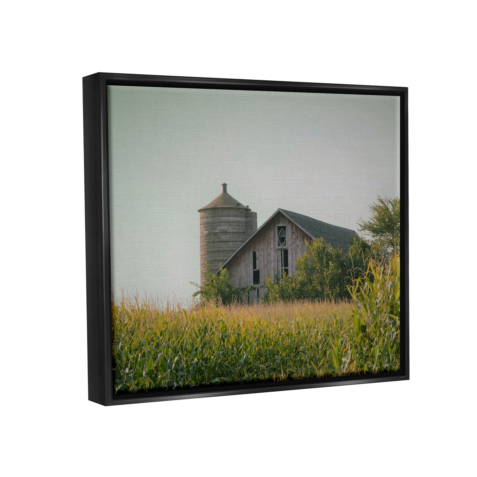Stupell Industries Soothing Countryside Barn Clear Sky Rural Grass Photograph Jet Black Floating Framed Canvas Print Wall Art, Design by Daphne Polselli