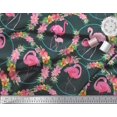 thumbnail image 2 of Soimoi Poly Georgette Fabric Floral Wreath & Flamingo Bird Print Fabric by The Yard 42 Inch Wide, 2 of 3