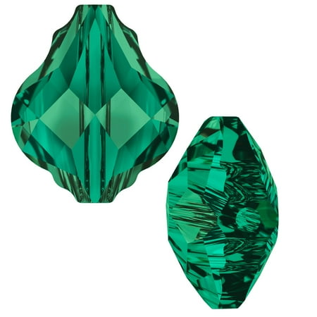 Swarovski Crystal Oval Beads - Swarovski Crystal, #5058 Baroque Bead 10mm, 2 Pieces, Emerald