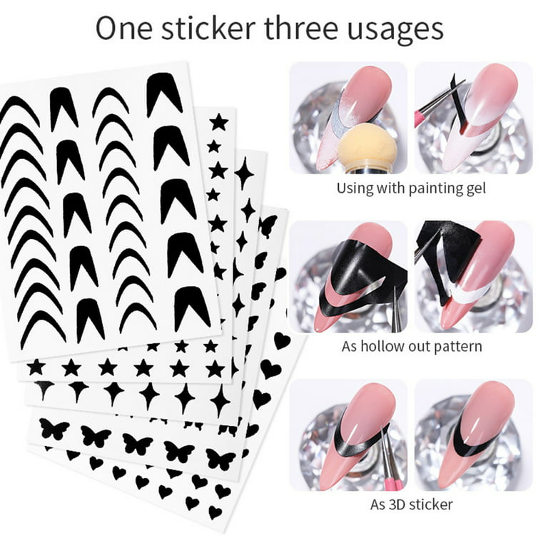 Nail Art Airbrush Stencils for Fun Prints Sticker Decals Airbrush