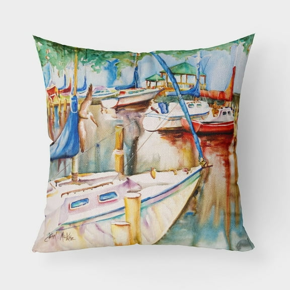 Carolines Treasures JMK1239PW1818 Gazebo and Sailboats Canvas Fabric Decorative Pillow 18H x18W multicolor