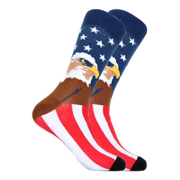Mens Designer Novelty Bald Eagle & USA Flag Cotton Socks
