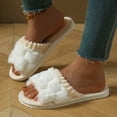 thumbnail image 5 of Taqqpue Memory Foam Open Toe Fuzzy Slippers for Women Slip On Cozy Indoor House Footwear for Her Versatile Indoor Slippers Bow Winter Trendy Fashionable Warm Flat Cotton Slippers, 5 of 6