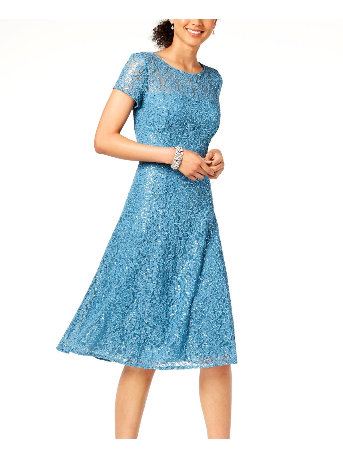 SLNY SLNY Womens Lace Sequined Midi Dress