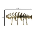 thumbnail image 2 of Brass Metal Golden Fishbone Fish Bone Marine Coastal 4 Peg Wall Hooks Plaque, 2 of 10