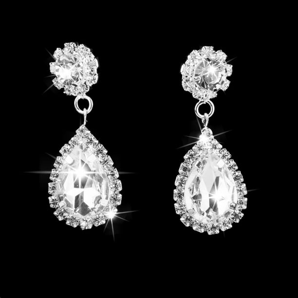 Elegante conjunto de pendientes de collar de cristal CZ con