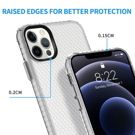 Apple iPhone 12 / iPhone 12 Pro (6.1") Phone Case Rugged Textured Hybrid Silicone Rubber TPU Airbag Full Protection Thin Cover for iPhone 12, 12 Pro [Clear]