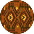 thumbnail image 1 of Ahgly Company Indoor Round Oriental Yellow Traditional Area Rugs, 5' Round, 1 of 4