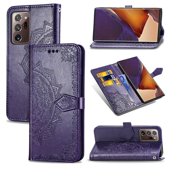 Samsung Galaxy Note20 Ultra Case, Dteck ShockProof Premium PU leather Magnetic Flip wallet Case with Kickstand and Flip Cover For Samsung Galaxy Note 20 Ultra 5G, Purple