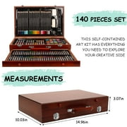 Xueyu All in One 140 PCS Wooden Art Supplies Set with Drawer, Unleash Your Creativity with a Diverse Array of Premium Tools, Including Brushes, Crayons and Watercolors for Every Artistic Endeavor