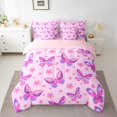thumbnail image 2 of Manfei Girls Butterfly Bedding Comforter Set 7pcs, Kawaii Cherry Blossoms King Bedding Sets, Girly Pink Bed Sheets, Microfiber Bedroom Decor, 2 of 8