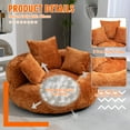 thumbnail image 4 of MOONMISS Chenille Upholstered Durable Comfort Lounger Bean Bag Lazy Sofa with Three Pillows-Orange, 4 of 6