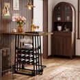thumbnail image 2 of Finmind Kitchen Island with 3 Shelves, 39.4 Inches Width Kitchen Shelf with Large Worktop, Glass Holder, Wine Rack, Stable Metal Frame, Rustic Brown and Black, 2 of 11