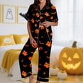 thumbnail image 2 of Muxikeji Clothes Halloween Pajamas Pants for Women,2 Piece Pajama Set for Women,Halloween Pumpkin Print Short Sleeve Shirts and Long Pants Women'S Pajama Set for Sleepwear Pj, 2 of 5