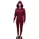 thumbnail image 3 of Gibobby Conjunto de sudadera y pantalones Moda mujer otoño dama Split 2 piezas traje deportivo conjunto Casual Color sólido traje(Vino,M), 3 of 4