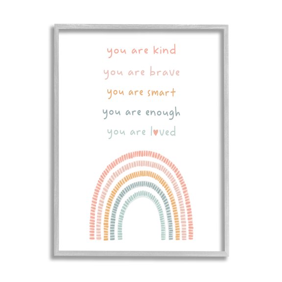 Stupell Industries Inspirational Pastel Rainbow Landscape Painting Gray Framed Art Print Wall Art, 11 x 14