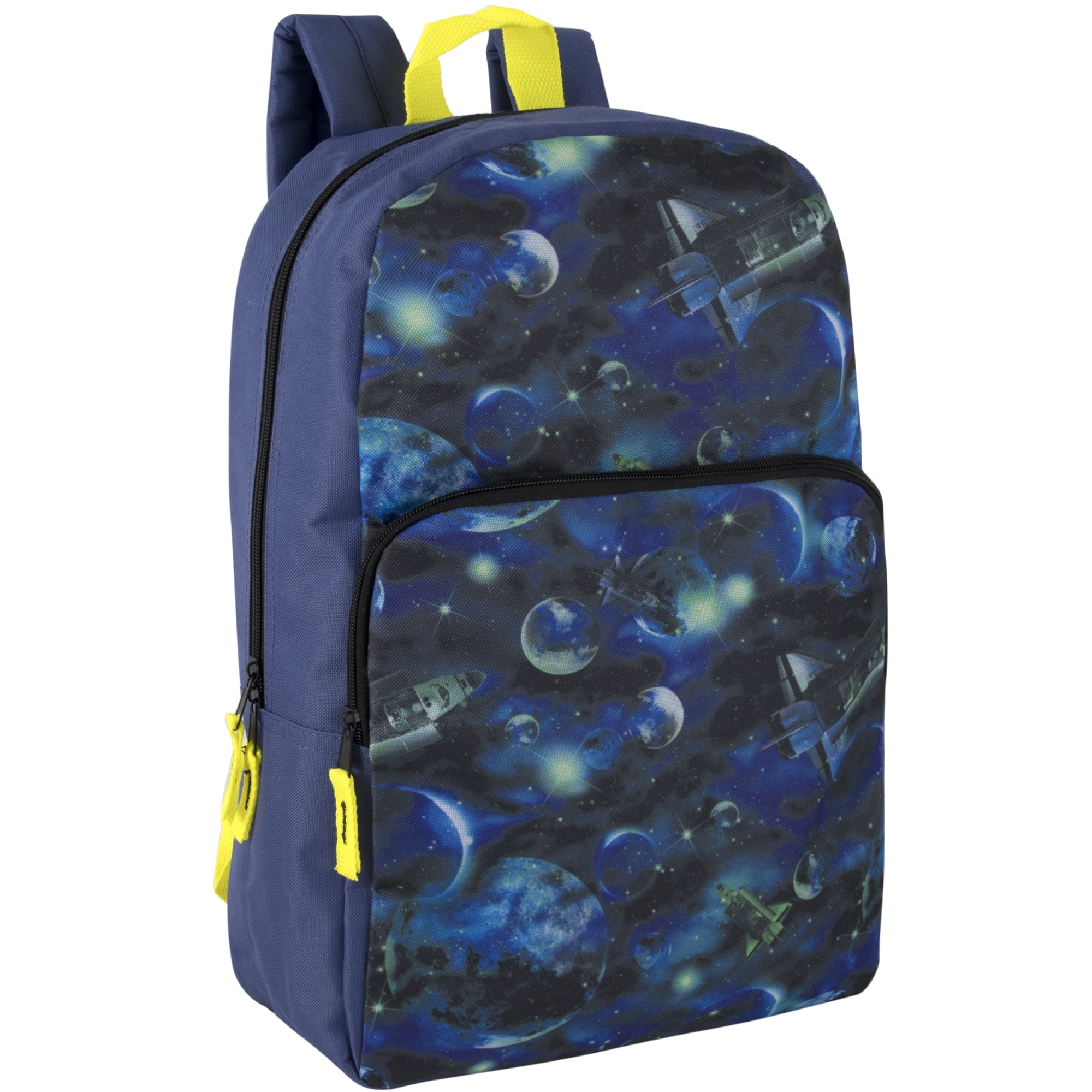 24 Pack of Bulk Wholesale 17 Inch Fun Printed Backpacks for Commute and Travel in Mixed Male & Female Whimsical Prints Pack