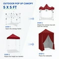 thumbnail image 5 of COOS BAY 5x5 Pop-up Instant Outdoor Canopy with 4 Side Wall Panels, Portable Lightweight Tent with Carry Bag, Burgundy, 5 of 9