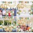 thumbnail image 6 of Sage Green White Gold 40th Birthday Party Decorations Kit,Happy 40th Banner Triangle Flags Garlands Number 40 Balloons Cake Toppers for 40 Year Old Men/Women Anniversary Party Backdrops Supplies, 6 of 7