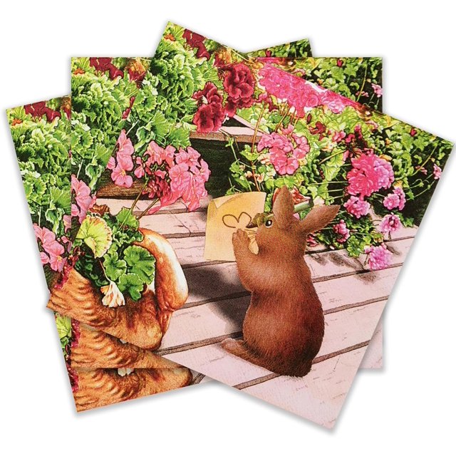 Zelten Colored Paper Party Napkins, 20 Count Shabby Chic for Wedding, Inner, Tea Party, Decoupage, Rabbit