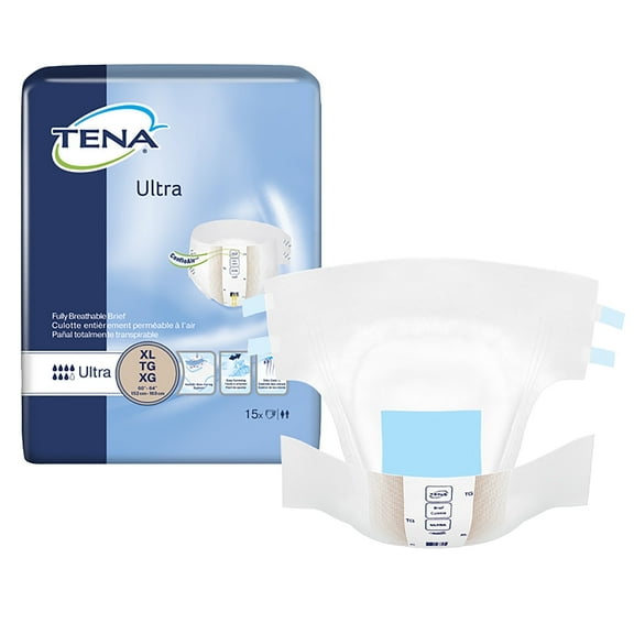 TENA Ultra Brief, XL 60" to 64" Waist Size-Pack of 15