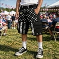 thumbnail image 2 of JAJAHO Boys Baggy Cargo Shorts Independence Day 250 Years Anniversary USA Flat Front Shorts Clothes With Multi Pockets 5-14Y, 2 of 3