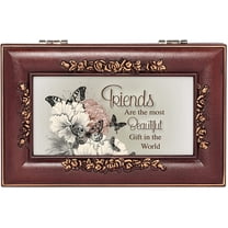 Cottage Garden Beautiful Friendship Rosewood Finish Jewelry Music Box Plays Canon in D