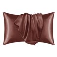thumbnail image 1 of Deconovo Funda de almohada Queen de seda para cabello y piel, paquete de 2, color burdeos, fundas de almohada de satén con cierre de sobre, protector de almohada suave y antideslizante, 1 of 8