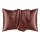 thumbnail image 1 of Deconovo Funda de almohada Queen de seda para cabello y piel, paquete de 2, color burdeos, fundas de almohada de satén con cierre de sobre, protector de almohada suave y antideslizante, 1 of 8