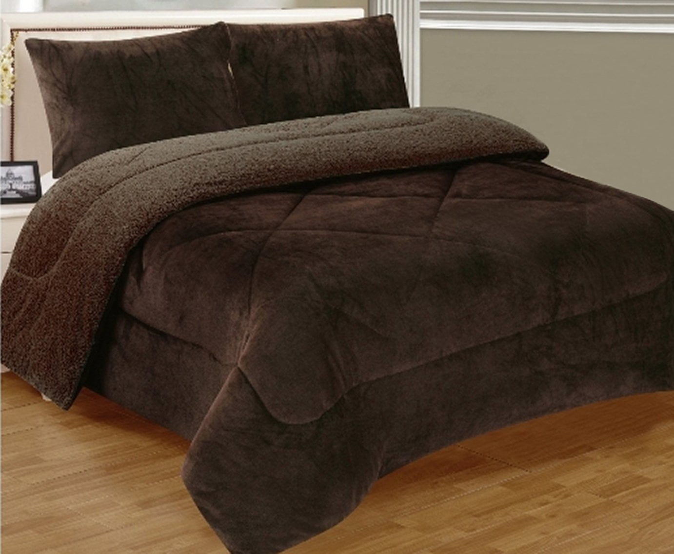 Home Must Haves 3 Piece Warm Super Thick Soft Borrego Sherpa Quilted