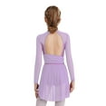 thumbnail image 2 of Hansber Kids Girls Lyrical Dance Dress Long Sleeve Sparkle Mesh Cutout Back Ice Figure Skating Leotard Dress Lavender 6, 2 of 6