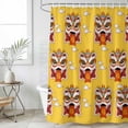 thumbnail image 4 of Chinese Wind Bathroom Shower Curtains with 12 Hooks Polyester Waterproof Shower Curtain for Stalls and Bathtubs New Year Painting Lion Dance Yellow Decorative Bathroom Privacy Curtain 36x72 Inches, 4 of 9