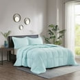 thumbnail image 5 of HIG 3 Piece Shabby Chic All Season Lightweight Down Alternative Comforter Set-Quilted Comforter with Corner Tabs -Box Stitched -250GSM Fiberfill Shabby Chic Farmhouse Style Bedding(King/Cal.King,Aqua), 5 of 7