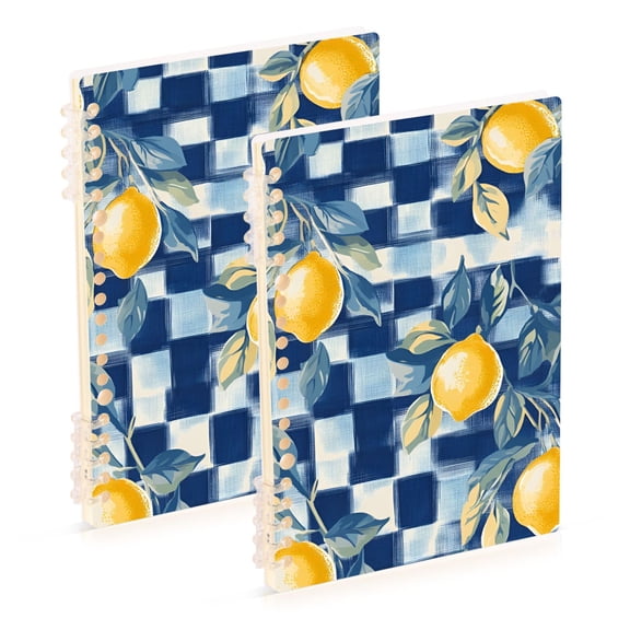 FORMRS 1-Subject Spiral Notebook 8" x 5" College Ruled 60 Refillable Sheet A5 Hard Cover, 2 Pack, Retro Plaid Lemon