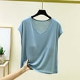 thumbnail image 2 of YUGYXL Womens Modal Soft T Shirts Cap Sleeve V Neck Tee Casual Loose Tops Lightweight Padded Shirt Summer Solid Outfits Light Blue Tops M, 2 of 5