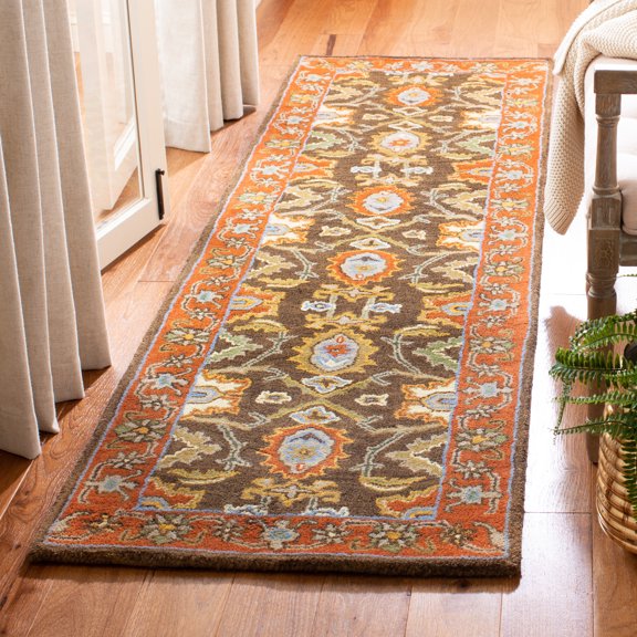 Safavieh Heritage Giles Oriental Wool Runner Rug, Chocolate/Tangerine, 2'3" x 8'