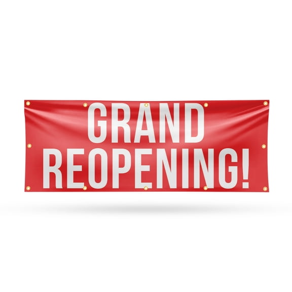 Grand Reopening Banner Sign 48 Inch x 120 Inch | 13 oz Vinyl with Metal Grommets | Heavy-Duty Single-Sided Outdoor Durable Printed High-Quality Weatherproof | Made in the USA