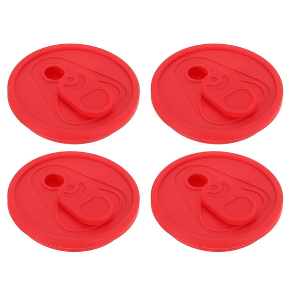 Uxcell 4 Pack Silicone Lids for Glass Cups, 2.76 Inch Silicone Cup Lids for Beer Can Cups Reusable Replacement Canning Lids for Beer Can Iced Coffee Juice Cups, Red