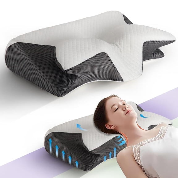Butterfly Shaped Memory Foam Neck Pillow, Adjustable Soft Pillow for Side, Back & Stomach Sleepers, 1 Count for Travel & Home